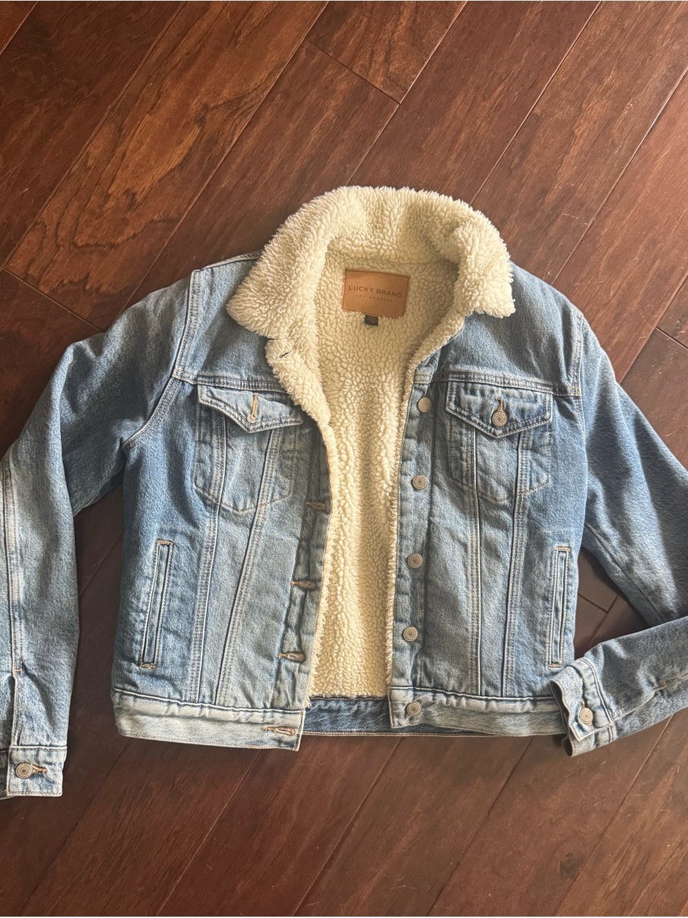 Lucky Brand Light Blue Denim Sherpa-Lined Jacket